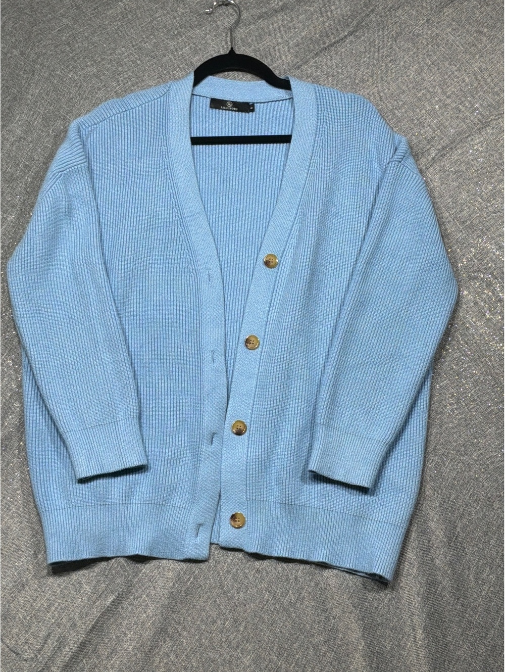 Lillusory Light Blue Ribbed Knit Women's Cardigan Size S